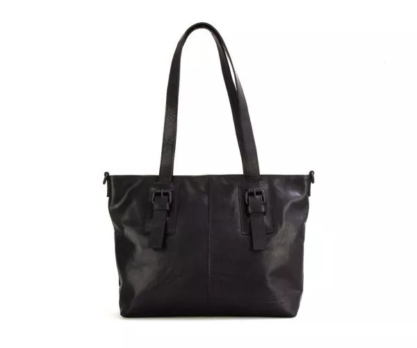 spikes & sparrow Spikes & Sparrow Leren Shopper – Ava – Zwart