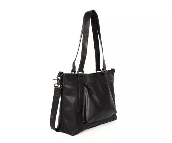 Spikes & Sparrow Spikes & Sparrow Leren Shopper – Luca – Zwart