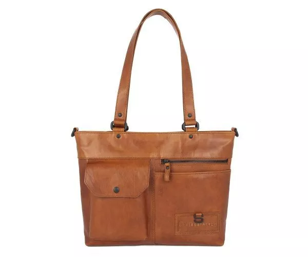 spikes & sparrow Spikes & Sparrow Leren Shopper – Marjorie – Brandy Cognac