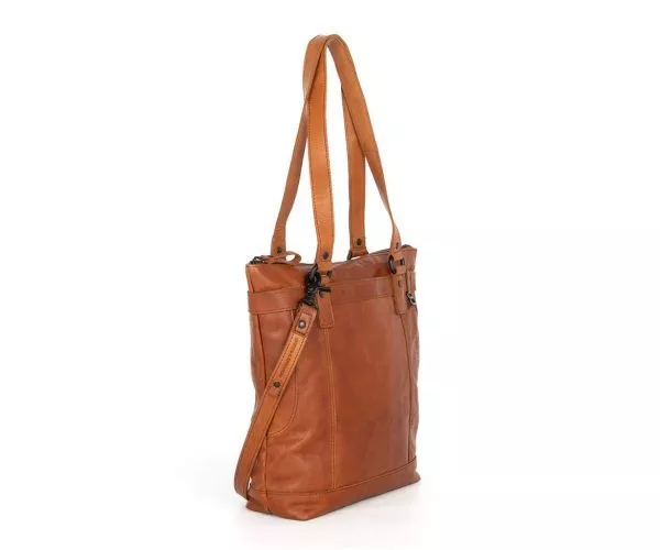 Spikes & Sparrow Spikes & Sparrow Leren Shopper / Schoudertas – Nora – Brandy Cognac