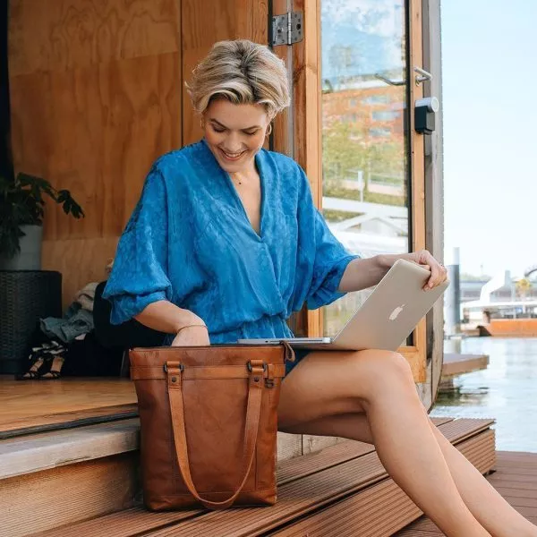 Spikes & Sparrow Spikes & Sparrow Leren Shopper / Schoudertas – Nora – Zwart