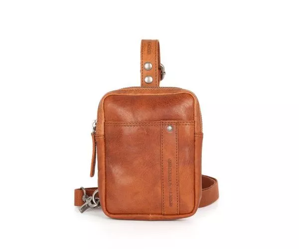 spikes & sparrow Spikes & Sparrow Leren Slingbag – Miami – Brandy Cognac