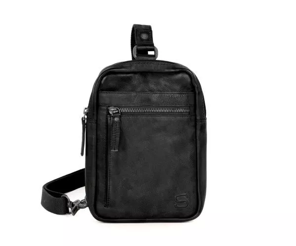 spikes & sparrow Spikes & Sparrow Leren Slingbag – Rustler – Zwart