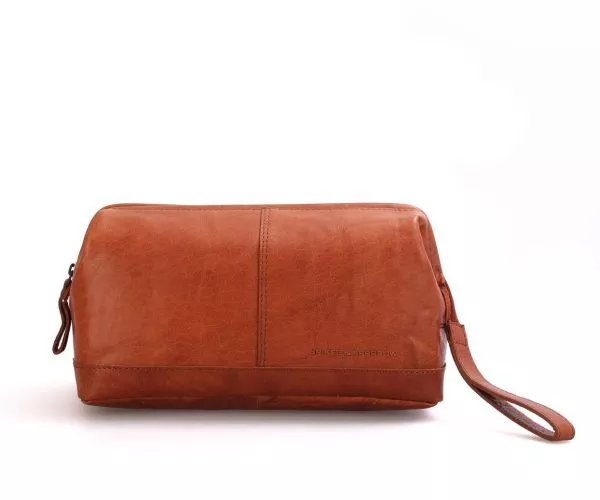 spikes & sparrow Spikes & Sparrow Leren Toilettas – Cody – Brandy Cognac