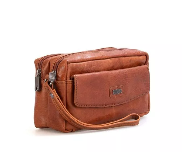 Spikes & Sparrow Spikes & Sparrow Leren Toilettas – Nevada – Brandy Cognac