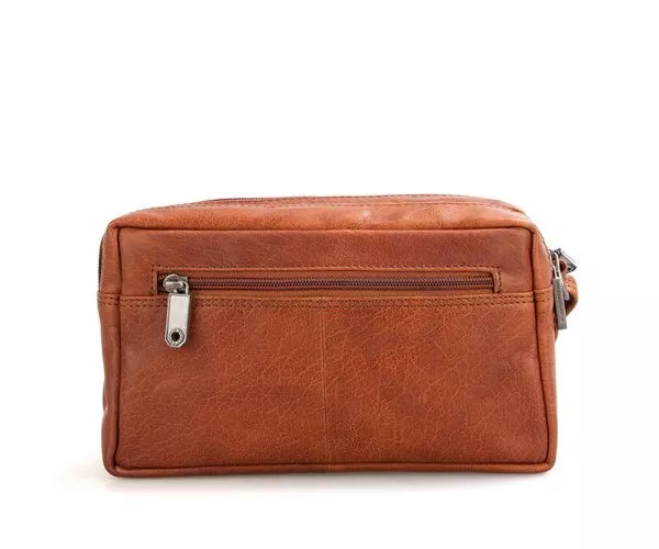 Spikes & Sparrow Spikes & Sparrow Leren Toilettas – Nevada – Brandy Cognac