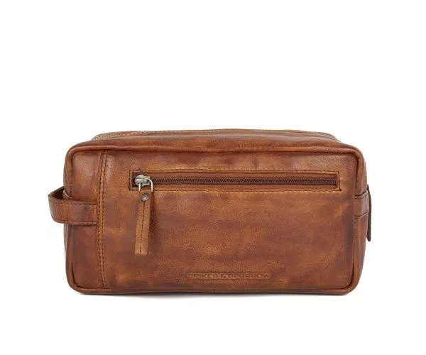 Spikes & Sparrow Spikes & Sparrow Leren Toilettas – Pecos- Brandy Cognac
