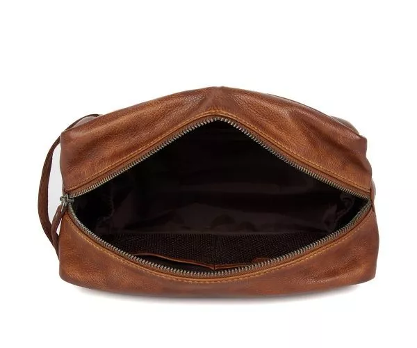 Spikes & Sparrow Spikes & Sparrow Leren Toilettas – Pecos- Brandy Cognac