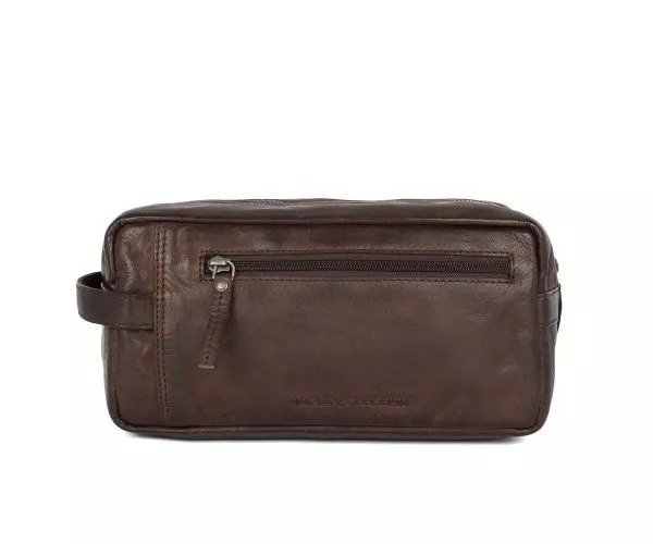 Spikes & Sparrow Spikes & Sparrow Leren Toilettas – Pecos – Donkerbruin