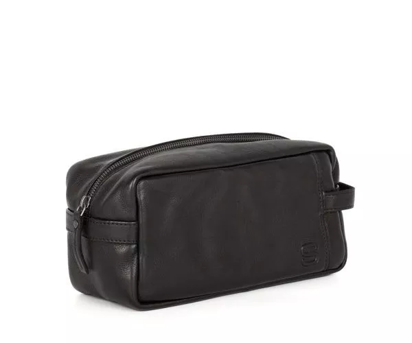 Spikes & Sparrow Spikes & Sparrow Leren Toilettas – Pecos – Zwart