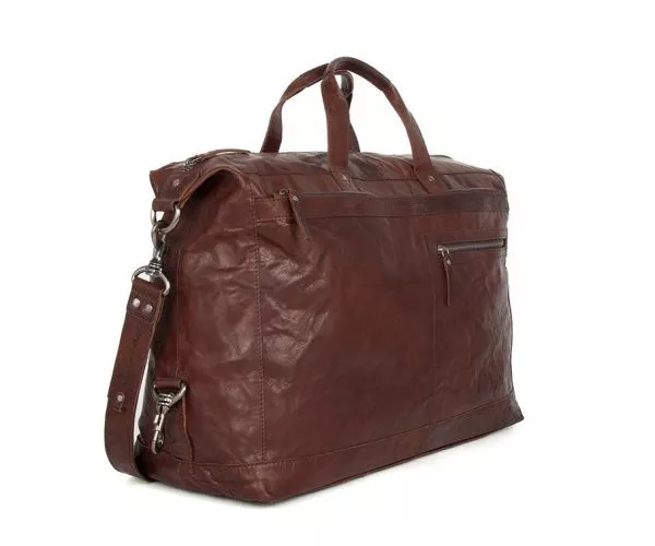 Spikes & Sparrow Spikes & Sparrow Leren Weekendtas – Atlanta – Donker Bruin