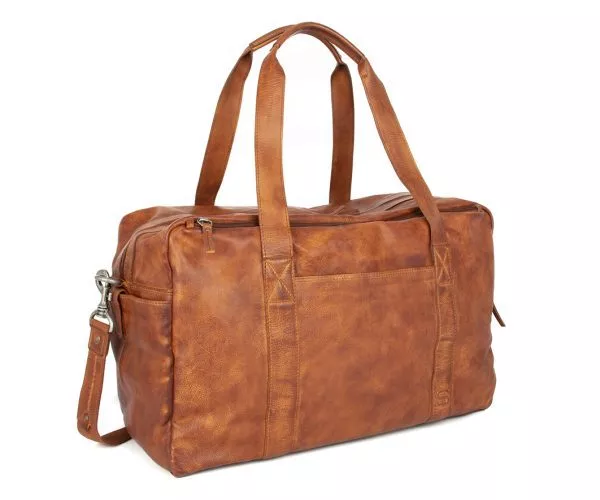 Spikes & Sparrow Spikes & Sparrow Leren Weekendtas – Brian – Brandy Cognac