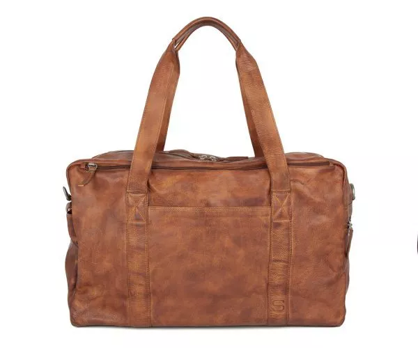 spikes & sparrow Spikes & Sparrow Leren Weekendtas – Brian – Brandy Cognac