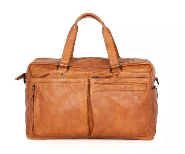 spikes & sparrow Spikes & Sparrow Leren Weekendtas – Curt – Brandy Cognac