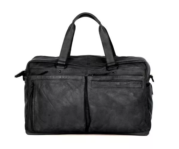 spikes & sparrow Spikes & Sparrow Leren Weekendtas – Curt – Zwart