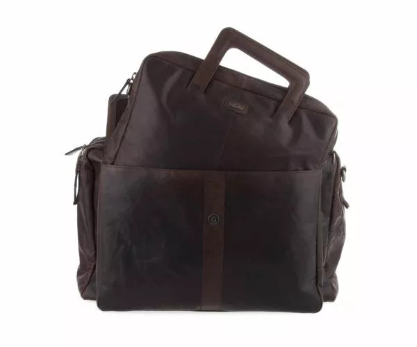 Spikes & Sparrow Spikes & Sparrow Leren Weekendtas En Laptoptas In één – Jayce – Donkerbruin