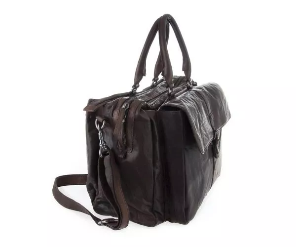 Spikes & Sparrow Spikes & Sparrow Leren Weekendtas En Laptoptas In één – Jayce – Donkerbruin