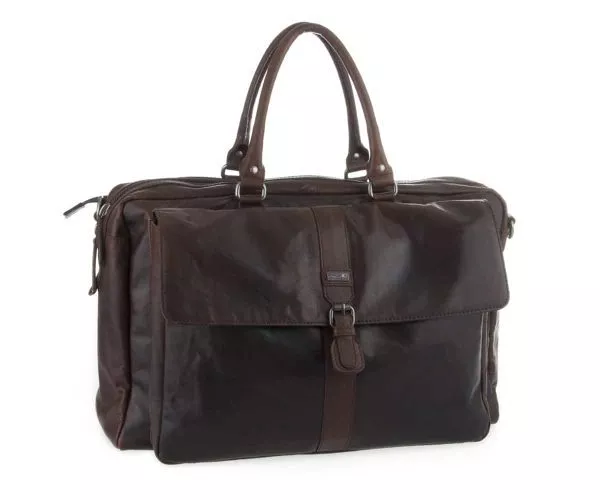 spikes & sparrow Spikes & Sparrow Leren Weekendtas en Laptoptas in één – Jayce – Donkerbruin