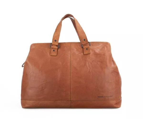 spikes & sparrow Spikes & Sparrow Leren Weekendtas – Silverado – Brandy Cognac