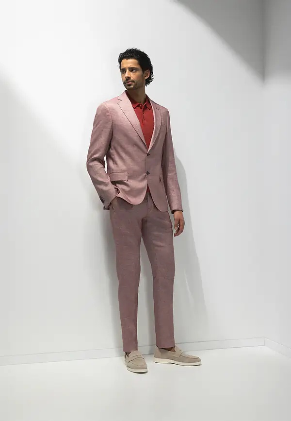 State Of Art ATELIER Blazer Van Een Linnenmix Kersrood/warm Grijs