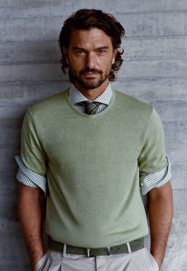 state of art ATELIER gebreid T-shirt lichtgroen uni