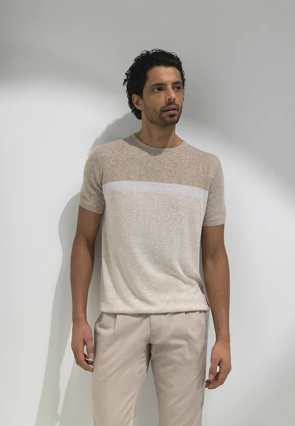 state of art ATELIER gebreid T-shirt met strepen beige/kit