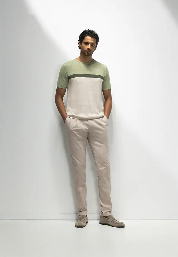 State Of Art ATELIER Gebreid T-shirt Met Strepen Lichtgroen/kit