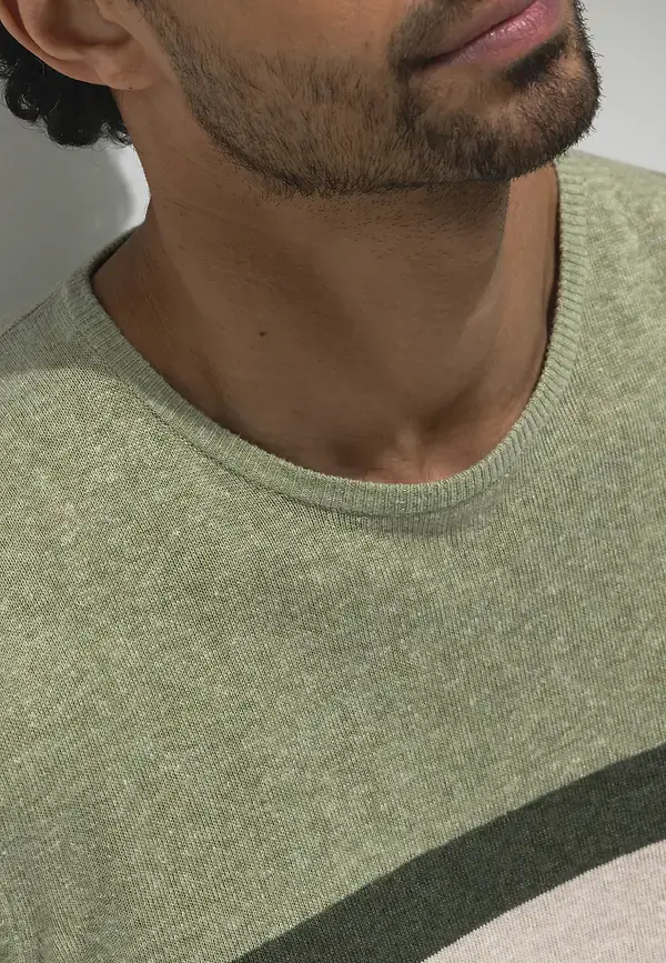 State Of Art ATELIER Gebreid T-shirt Met Strepen Lichtgroen/kit