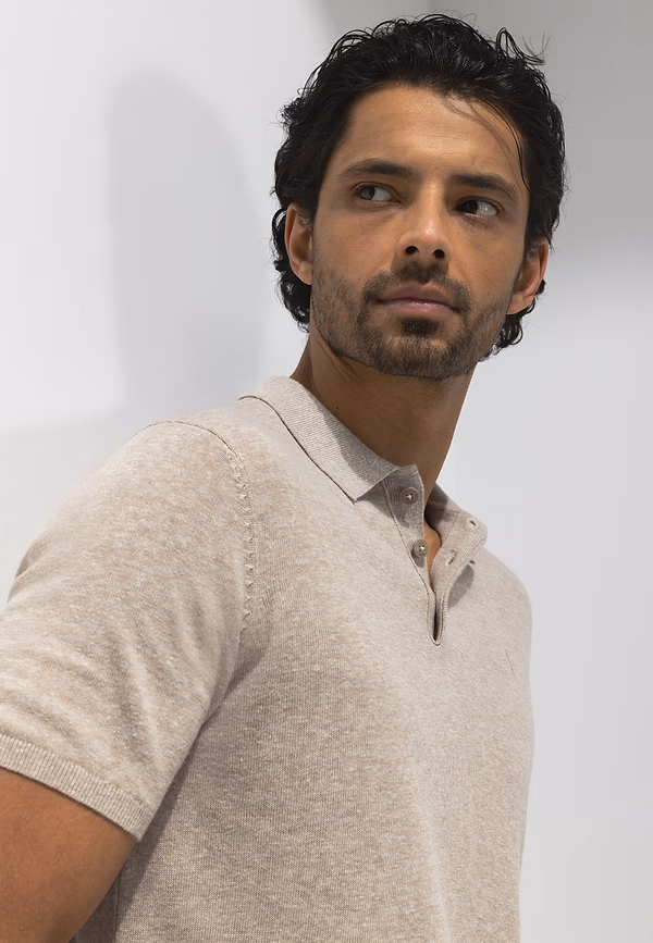 State Of Art ATELIER Gebreide Polo Met Korte Mouwen Beige Uni