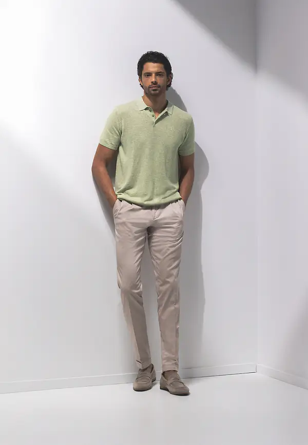 State Of Art ATELIER Gebreide Polo Met Korte Mouwen Lichtgroen Uni