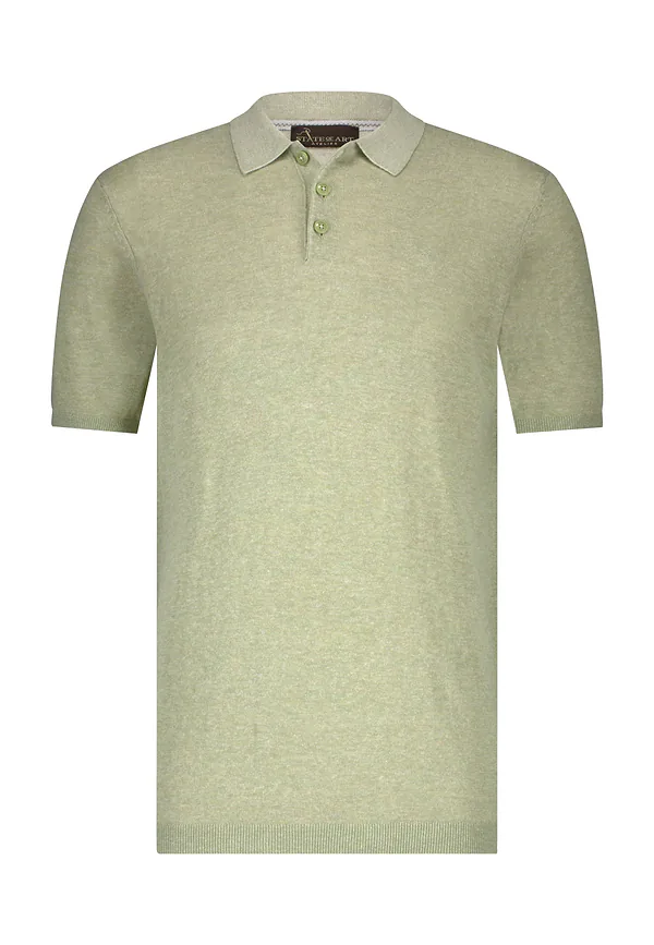State Of Art ATELIER Gebreide Polo Met Korte Mouwen Lichtgroen Uni