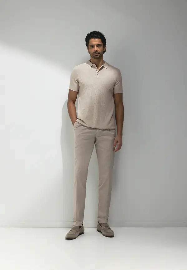 State Of Art ATELIER Gebreide Polo Met Structuur Kit Uni