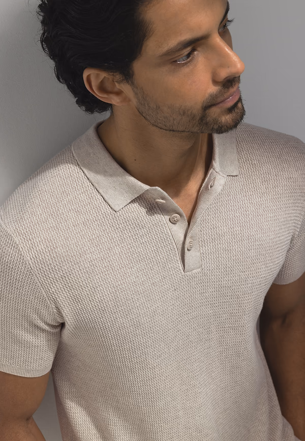 State Of Art ATELIER Gebreide Polo Met Structuur Kit Uni
