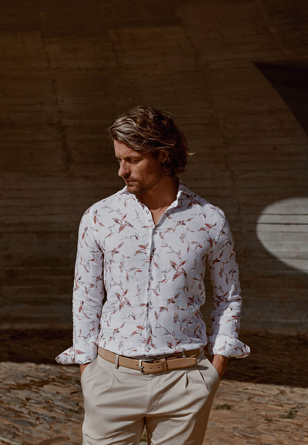 state of art ATELIER overhemd met botanische print wit/kersrood