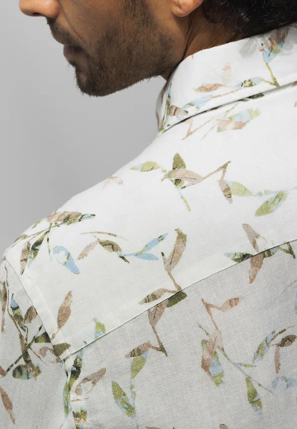 State Of Art ATELIER Overhemd Met Botanische Print Wit/lichtblauw