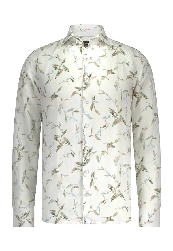 State Of Art ATELIER Overhemd Met Botanische Print Wit/lichtblauw