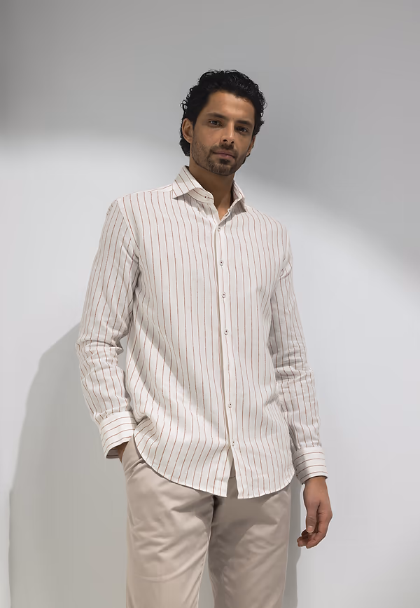 State Of Art ATELIER Overhemd Met Streepdessin Wit/kersrood