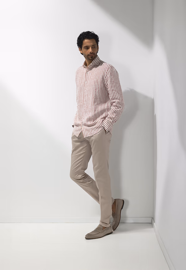 State Of Art ATELIER Overhemd Met Streepdessin Wit/kersrood