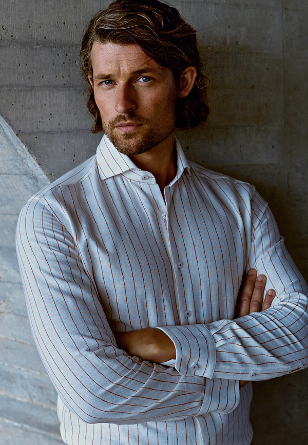 state of art ATELIER overhemd met streepdessin wit/kersrood