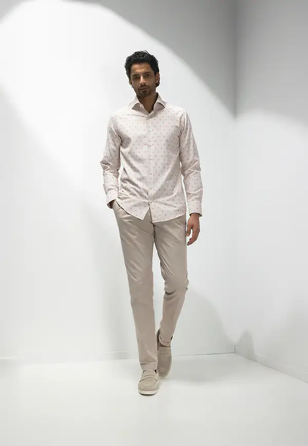 State Of Art ATELIER Overhemd Van Biologisch Katoen Beige/wit