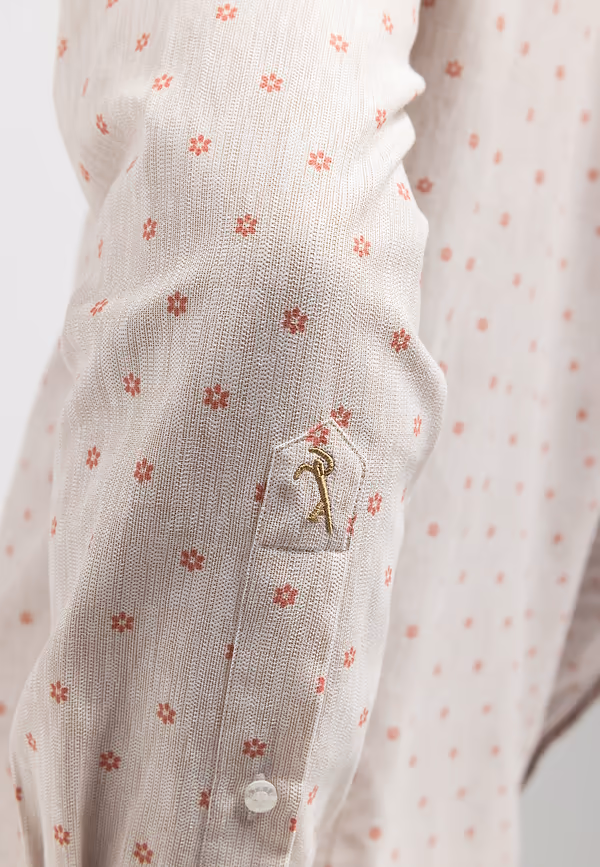 State Of Art ATELIER Overhemd Van Biologisch Katoen Beige/wit