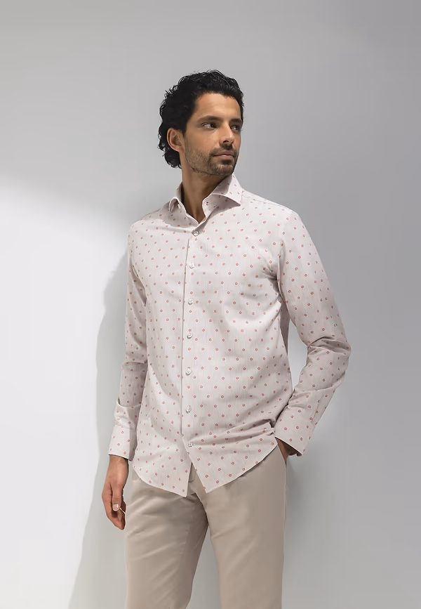 state of art ATELIER overhemd van biologisch katoen beige/wit