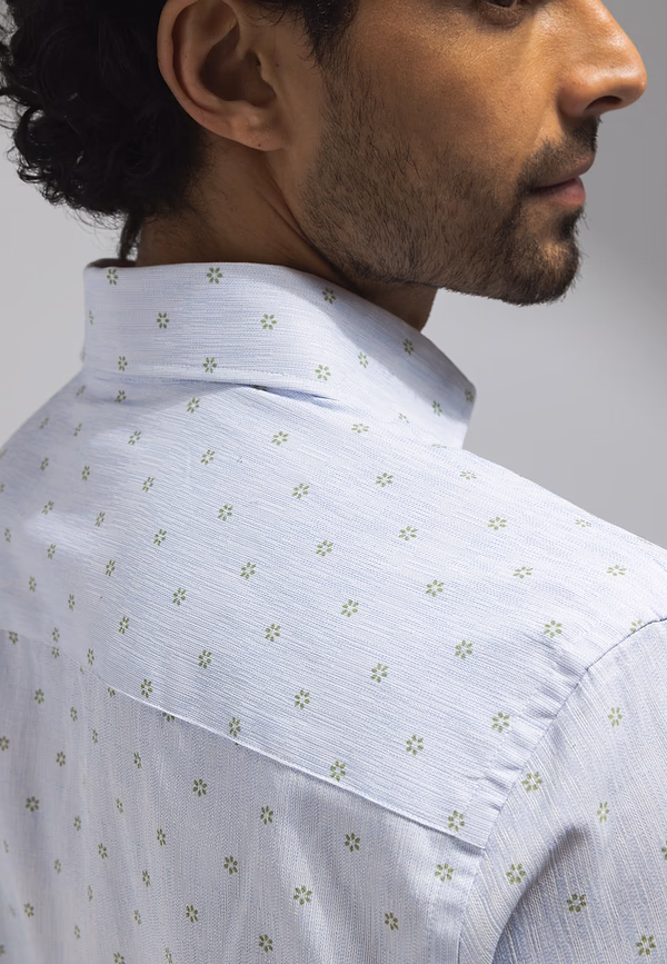 State Of Art ATELIER Overhemd Van Biologisch Katoen Lichtblauw/wit