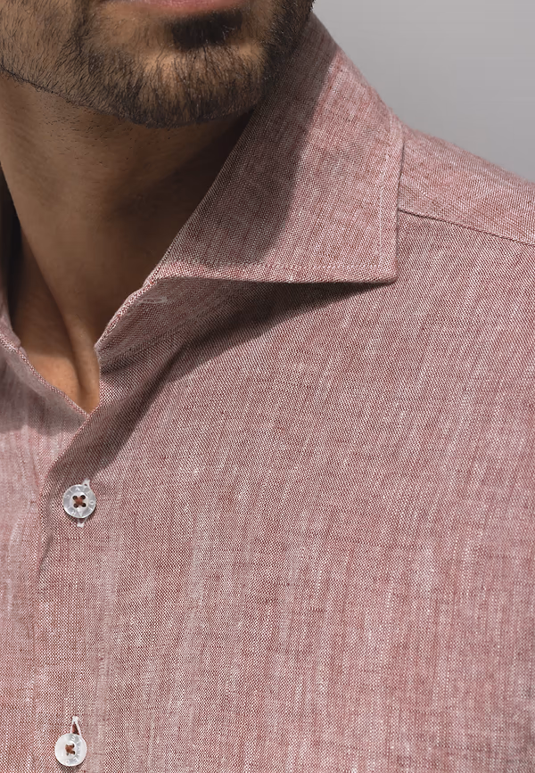 State Of Art ATELIER Overhemd Van Linnen Kersrood/wit