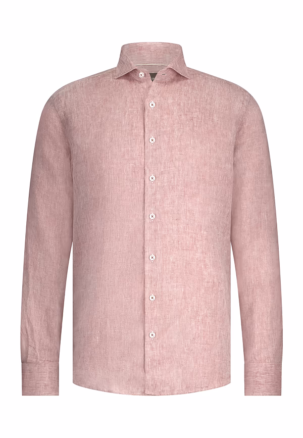 State Of Art ATELIER Overhemd Van Linnen Kersrood/wit