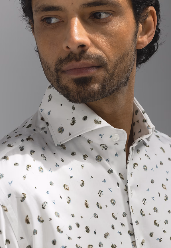 State Of Art ATELIER Overhemd Van Satijn-stretchstof Wit/lichtblauw