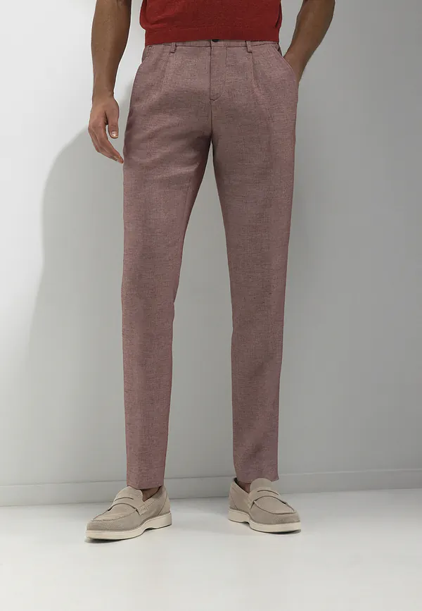 state of art ATELIER stretchchino met elastische band kersrood/warm grijs