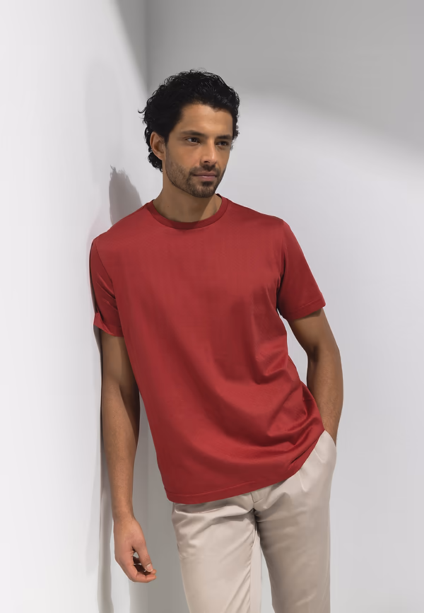 state of art ATELIER T-shirt van gemerceriseerd katoen kersrood uni