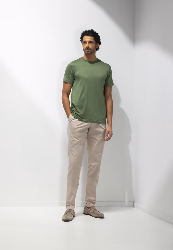 State Of Art ATELIER T-shirt Van Gemerceriseerd Katoen Mosgroen Uni