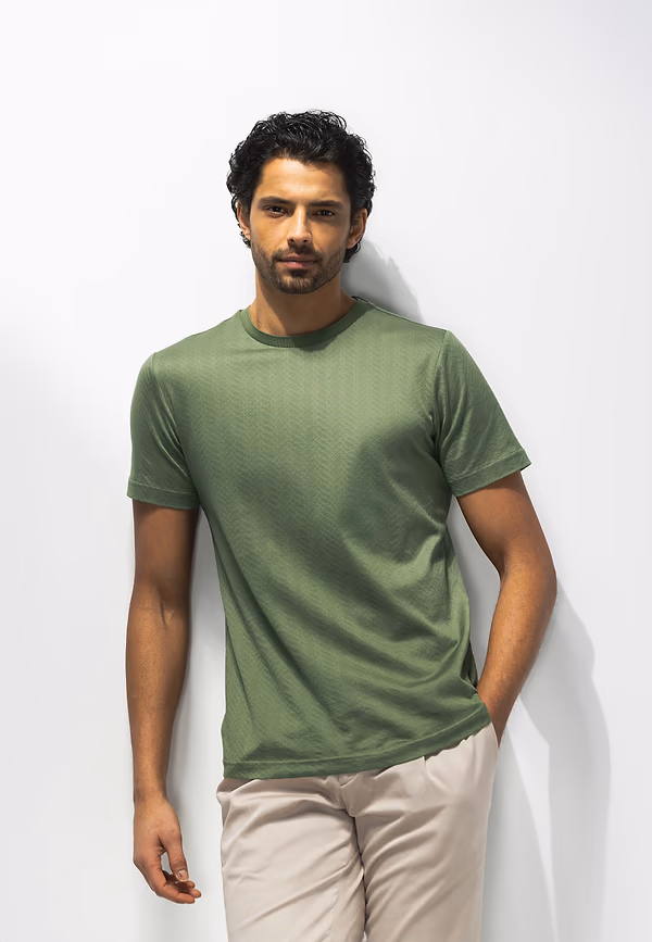 state of art ATELIER T-shirt van gemerceriseerd katoen mosgroen uni